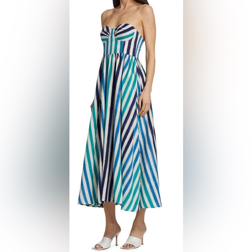 NWT Emporio Sirenuse Positano Ikat Stripes Ocean size 42 Johanna Strapless dress